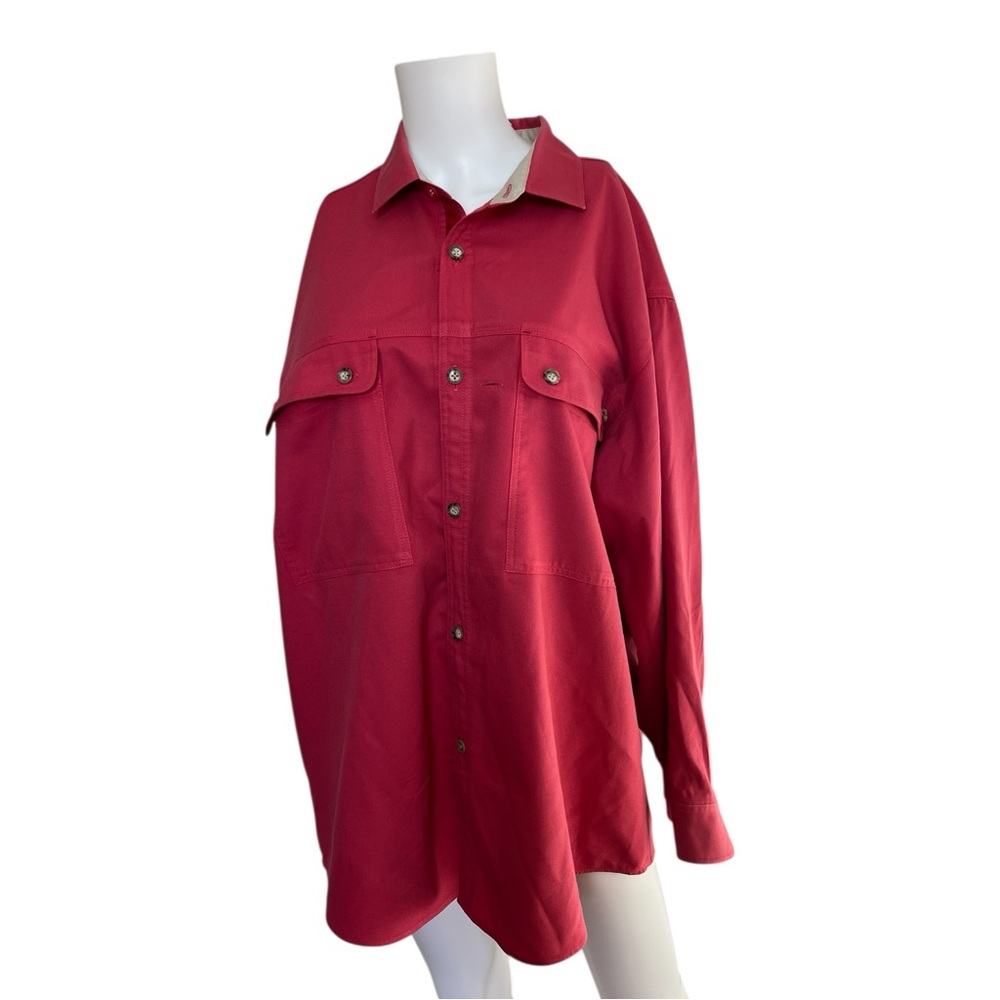 Vintage 80s 90s Patagonia Big Pocket Oversized Button Up Shirt Red Large L